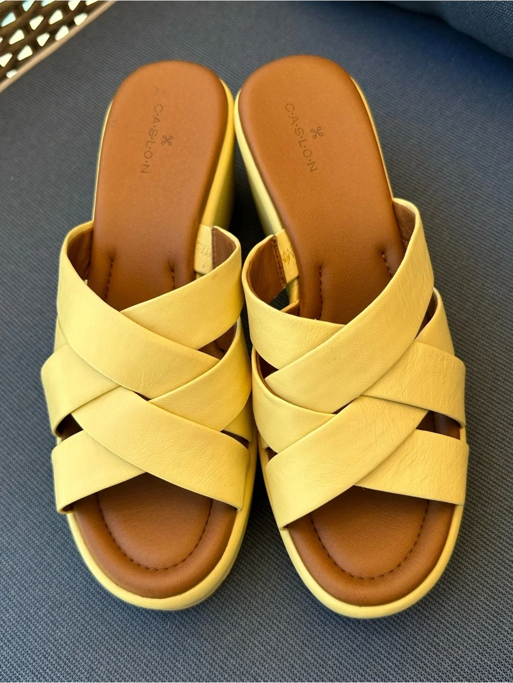 Caslon Women’s Yellow Platform Wedge Slide Sandals